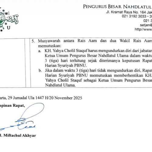 Surat Syuriyah PBNU dan Ketegangan Batin Organisasi: Gus Yahya Angkat Suara