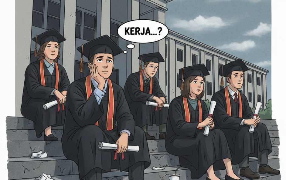 ilustrasi Foto pengangguran dan sarjana ( Dibuat Dengan Ai )