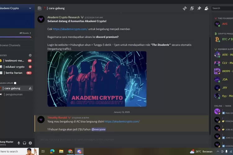 Grup Discord Akademi Crypto Timothy Ronald